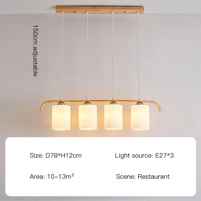 lustre nordique en bois et verre pour éclairage intérieur