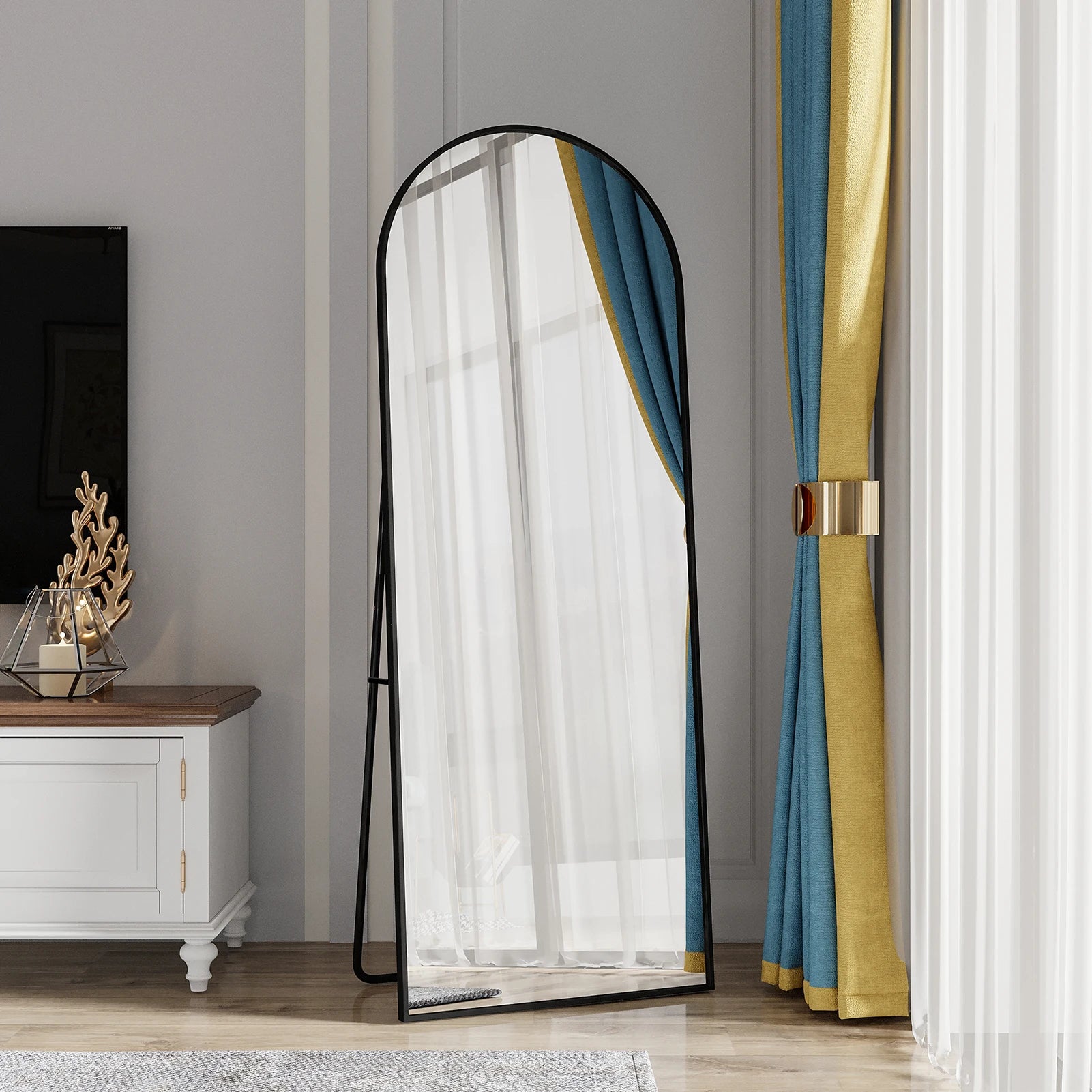 miroir sur pied vertical incliné en verre trempé - vue 4 sur 6