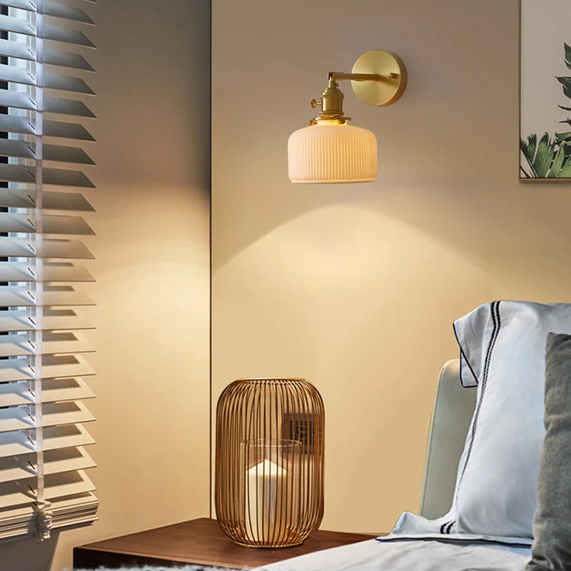 applique murale rechargeable en céramique avec interrupteur rotatif style vintage - vue 5 sur 21