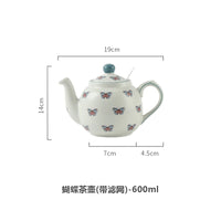 Théière céramique motif papillon animaux avec infuseur 500ml