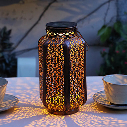 lampe solaire rétro en fer pour décoration extérieure
