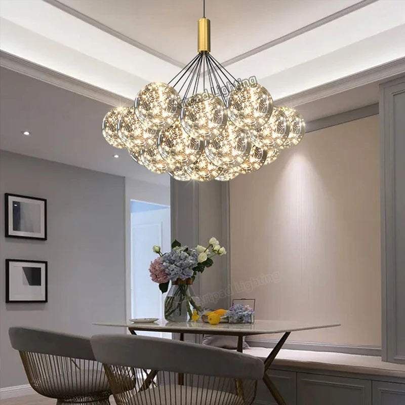 suspension LED en verre transparent design moderne réglable en hauteur - vue 5 sur 11