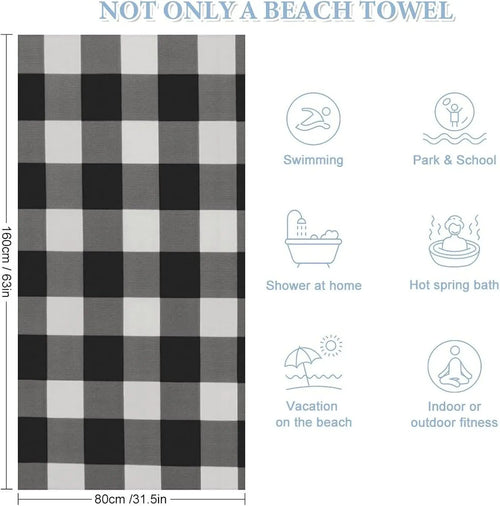Serviette de plage motif carreaux légère anti sable