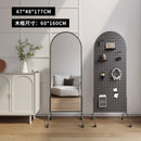 Adjustable solid wood full body mirror, magazine bookshelf mirror, floor standing retro with wheel fitting mirror