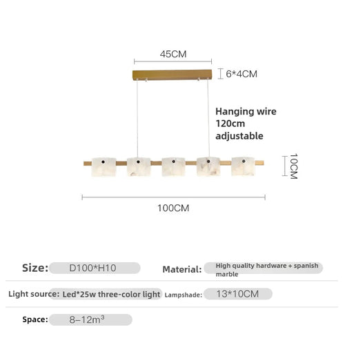 suspension minimaliste en marbre naturel avec éclairage led