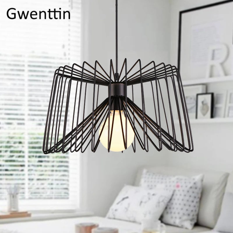 suspension créative en fer avec éclairage led décoratif - vue 4 sur 7