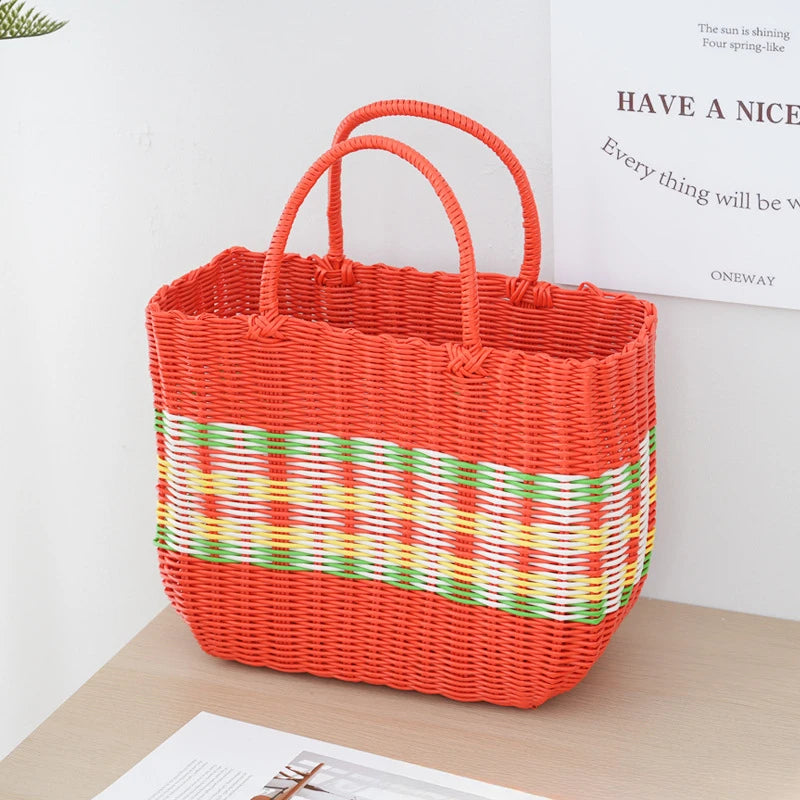 panier tissé imitation rotin pour pique-nique en extérieur - vue 9 sur 22