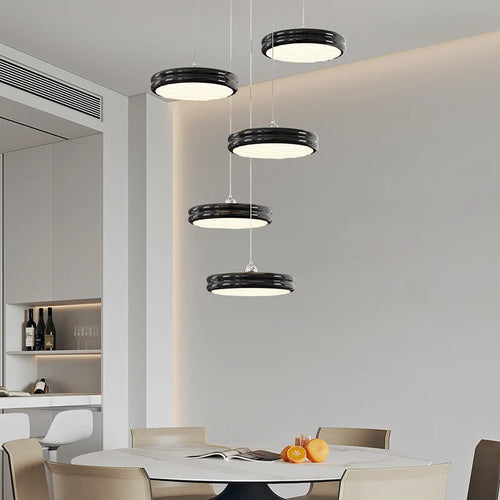 Suspension de luxe moderne dimmable avec abat-jour circulaire en fer