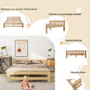 VSOGA 140/90 x 200 Cm, Solid Solid Wood Bed, Futon Bed, Double Bed, Solid Wood Natural Bed with Headboard and Slatted Frames,