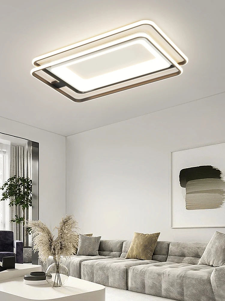 plafonnier led rectangulaire nordique avec télécommande à intensité variable - vue 4 sur 9