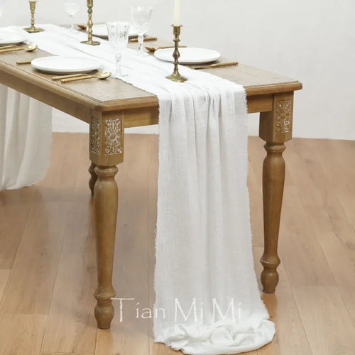 Chemin de table coton gaze style vintage mariage - vue 11 sur 29