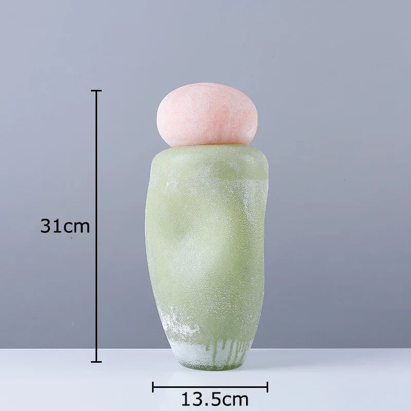 vase en verre décoratif avec couvercle pour fleurs artificielles - vue 6 sur 8