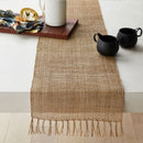 Chemin de table en jute à pompons rustique