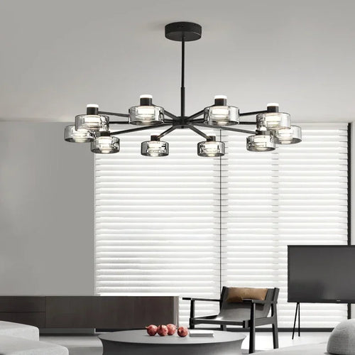lustre led minimaliste moderne en verre et cuivre