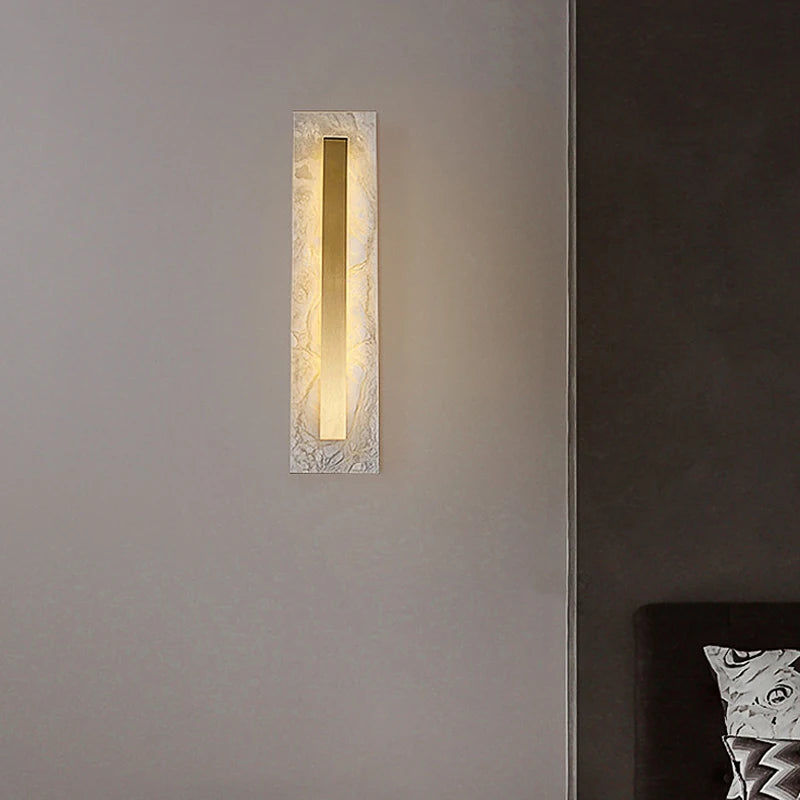 applique murale minimaliste en marbre ovale carré tout en cuivre - vue 5 sur 8