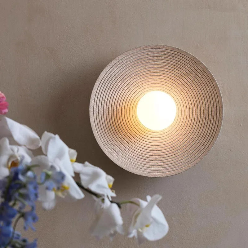 Applique murale LED rétro ronde en résine de verre - vue 3 sur 8
