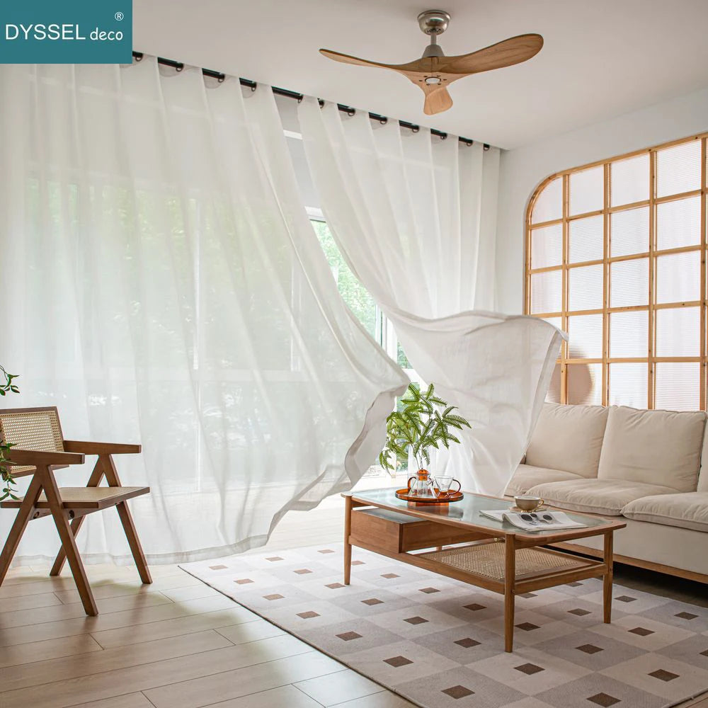 Rideau léger style lin translucide pour salon chambre