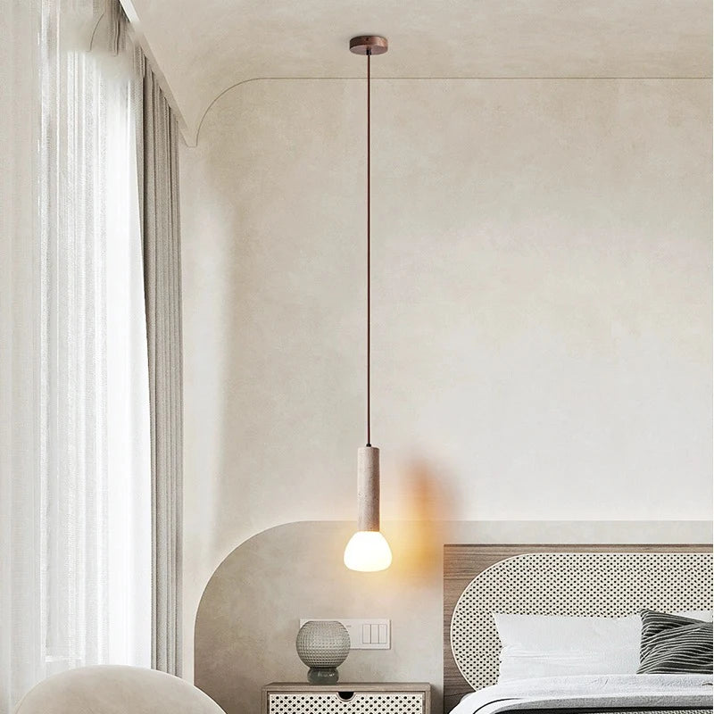 Suspension Style crème salon TV fond mur Led nordique chambre Table de chevet longue ligne petite - vue 5 sur 6