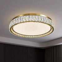 Plafonnier anneau lumineux en or avec cristaux luxueux et led réglable