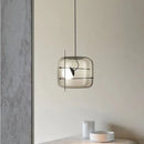 Suspension en verre tête unique boule design fumé