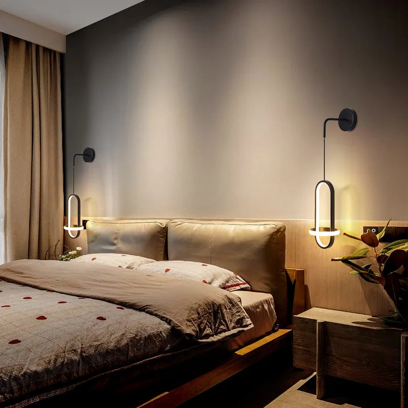 applique murale led moderne de luxe avec anneau doré décoratif d'intérieur - vue 3 sur 18