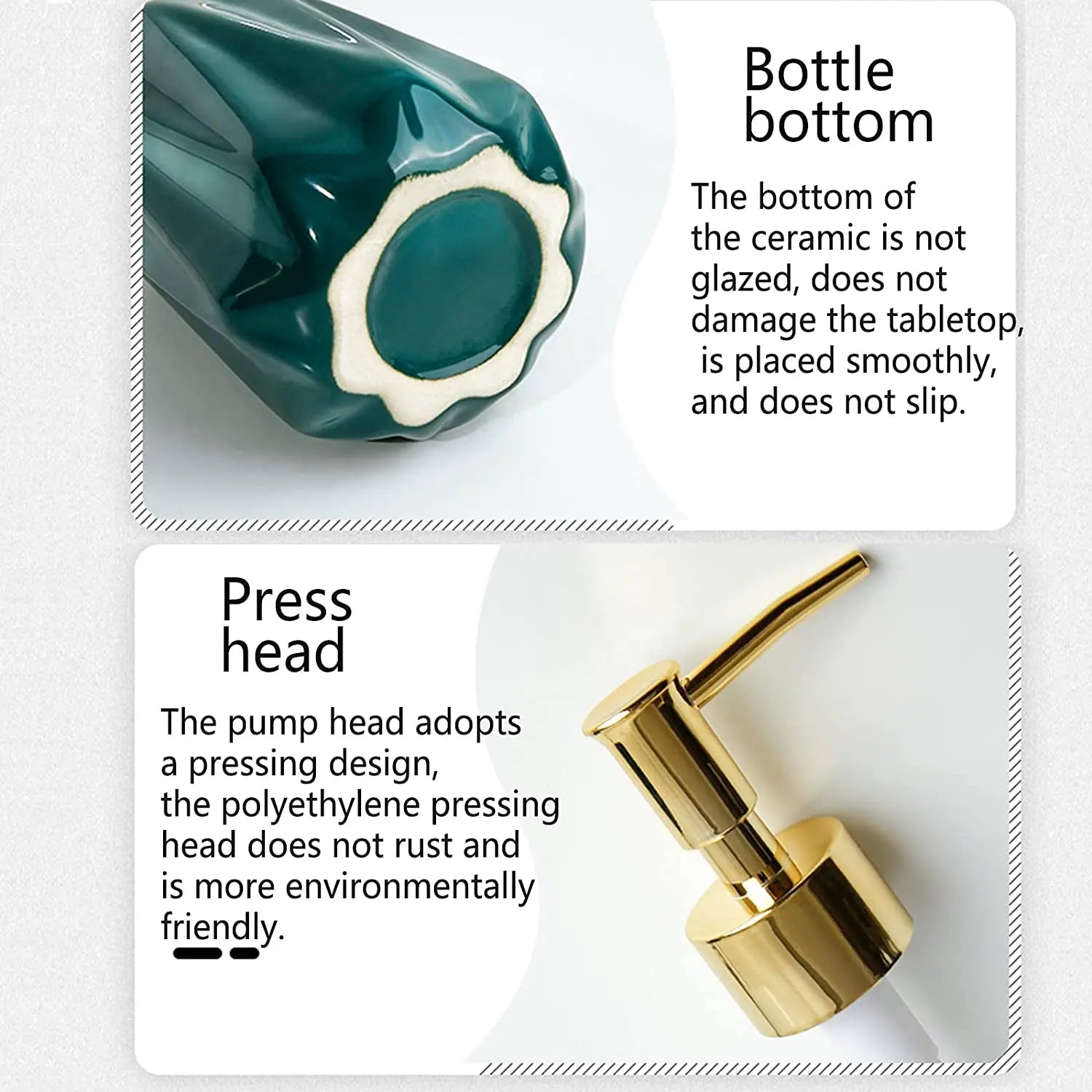 distributeur de savon en céramique avec pompe rechargeable pour liquide - vue 7 sur 6