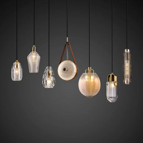 suspension en verre cristal art déco avec éclairage led - vue 4 sur 25