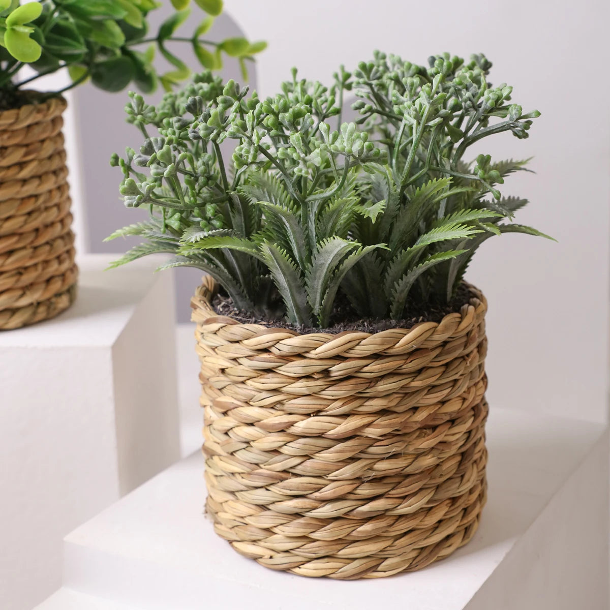 plantes artificielles fleurs eucalyptus décoratives en pot 17 cm - vue 9 sur 9