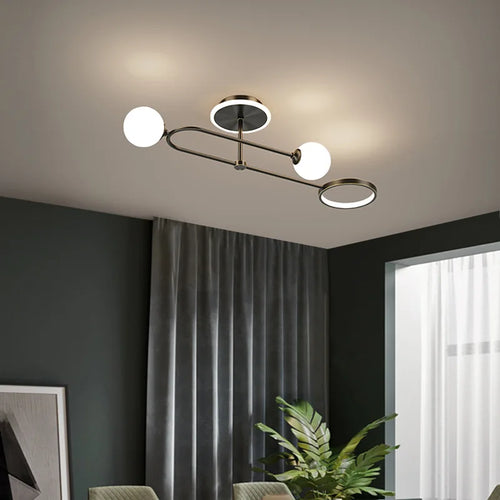 Moderner Kronleuchter aus weißem Glas mit elegantem Design für zeitgemäße Innenräume - vue 5 sur 12