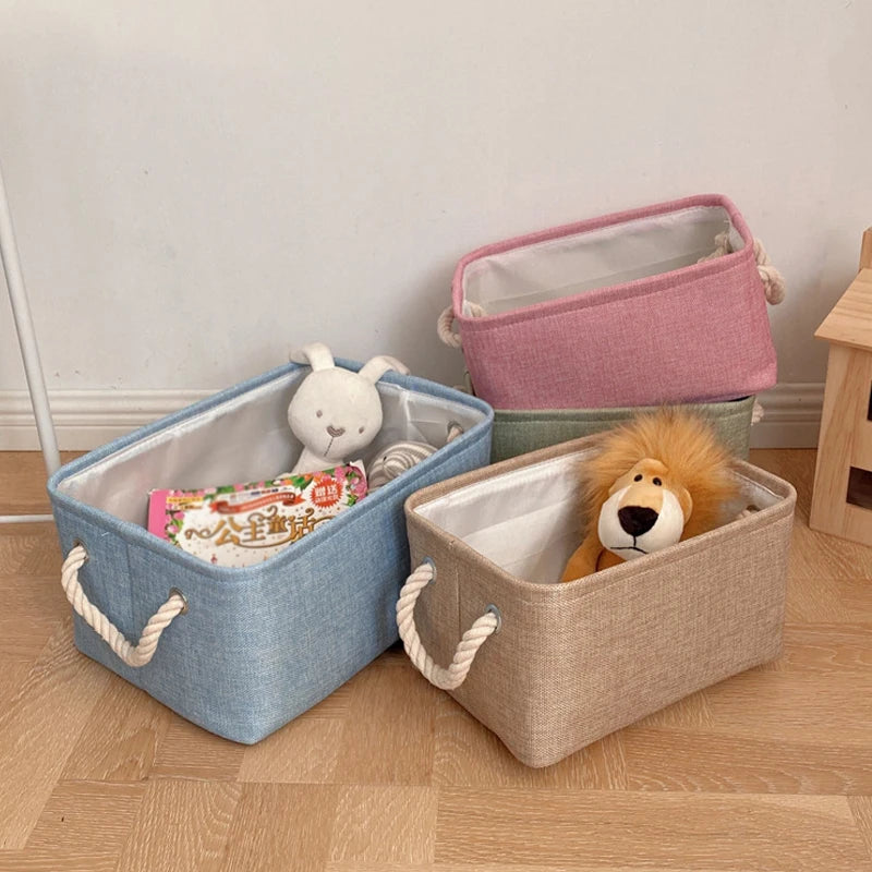 boîte de rangement en lin pour vêtements et jouets divers - vue 3 sur 12