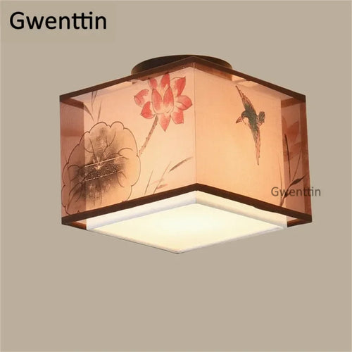 Vintage Deckenleuchte aus Leinen im chinesischen Stil für die Innendekoration - vue 17 sur 23