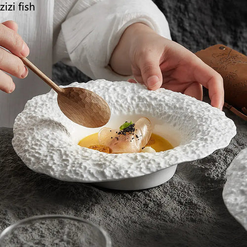 Assiette bol ceramique texture roche style chapeau champignon
