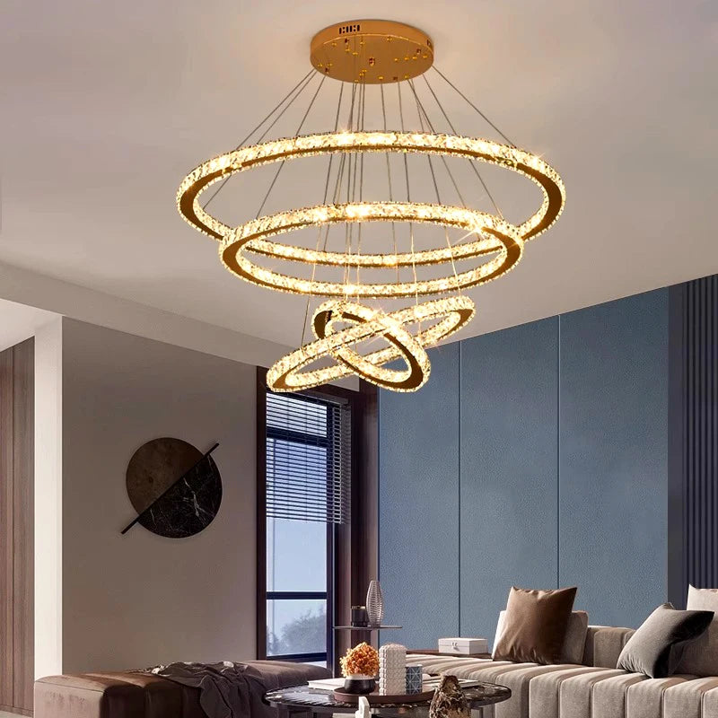 lustre moderne en cristal éclairage intérieur led suspendu - vue 3 sur 12