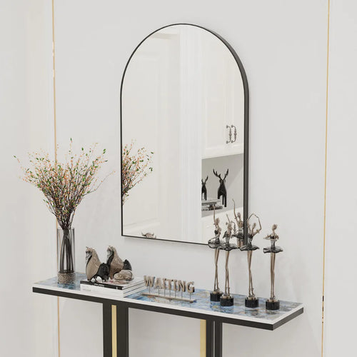 LUVODI Home Decorative Mirror with Black Arched Frame for Bathroom, Entryway, Living Room - vue 2 sur 7