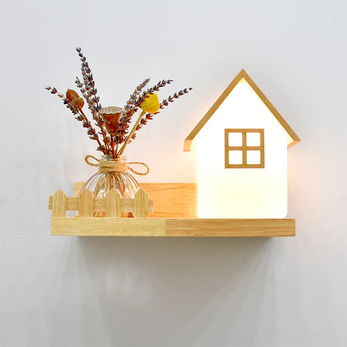 LED-Wandleuchte aus Holz mit nordischem Pflanzengefäß - vue 3 sur 23