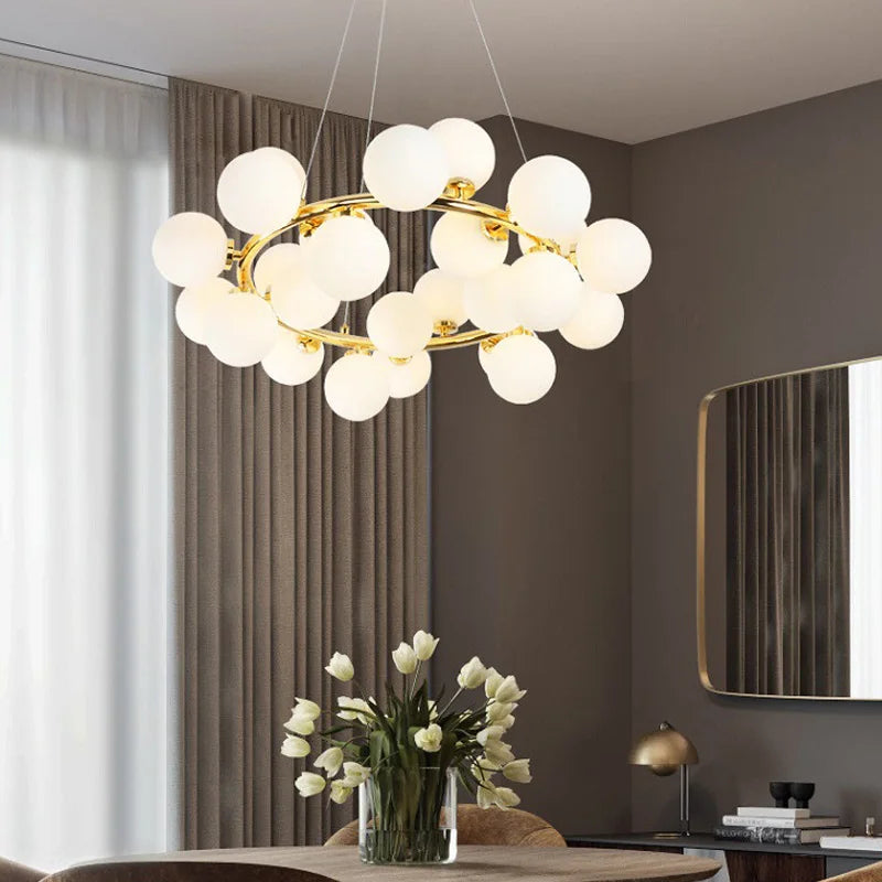 Kreative und minimalistische Pendelleuchte aus satiniertem Glas im nordischen Design - vue 3 sur 9