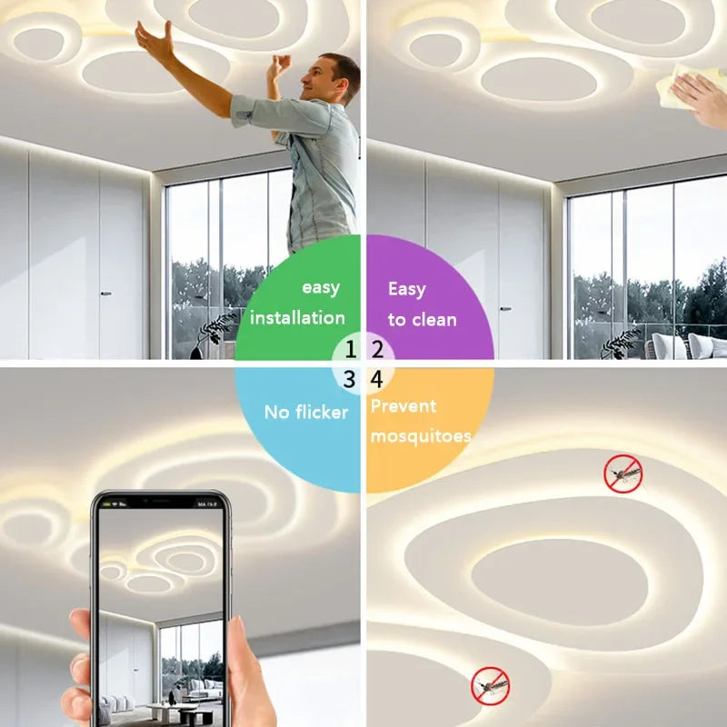 Moderner LED-Deckenleuchte für stilvolle Wohnraumbeleuchtung und elegante Dekoration - vue 6 sur 16
