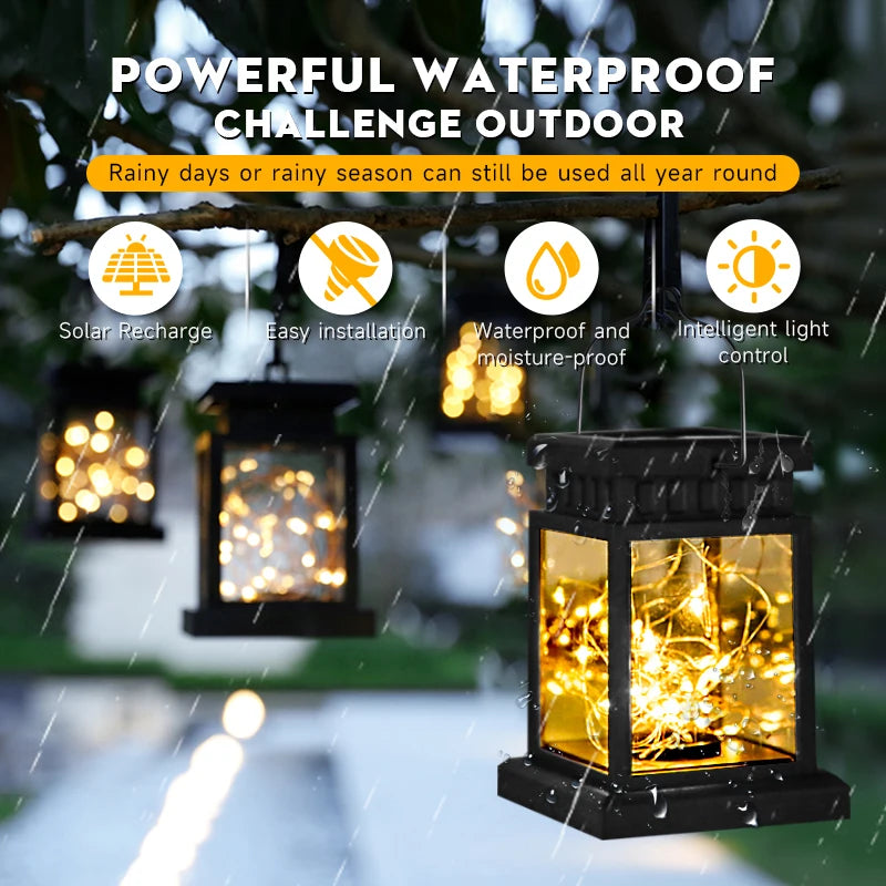 lanterne solaire portable étanche pour jardin camping et festivals - vue 7 sur 9