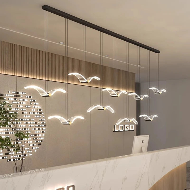 lustre moderne maison avec lumières pendantes pour le salon - vue 2 sur 10