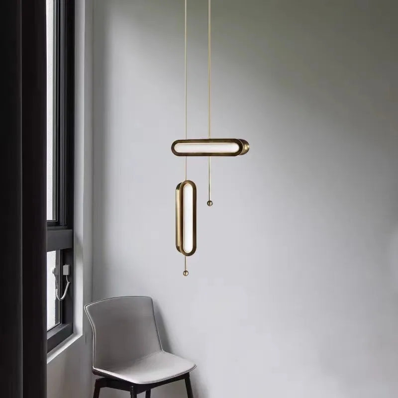 Circuit Suspension Nordique Créative LED Lumière Dorée Postmoderne pour Salon Cuisine Loft Chambre Chevet Lampe À Tête Unique - vue 5 sur 10