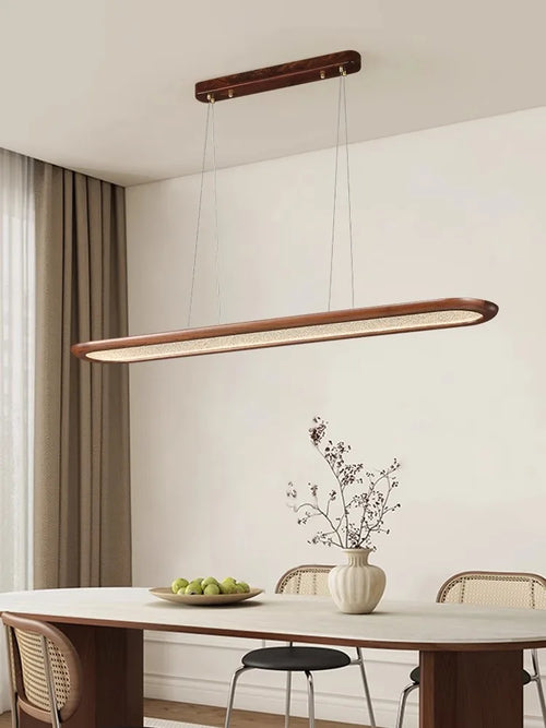Moderne Pendelleuchte aus Nussbaum für Bar mit dekorativer LED - vue 4 sur 9