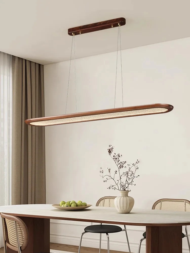 Moderne Pendelleuchte aus Nussbaum für Bar mit dekorativer LED - vue 3 sur 9