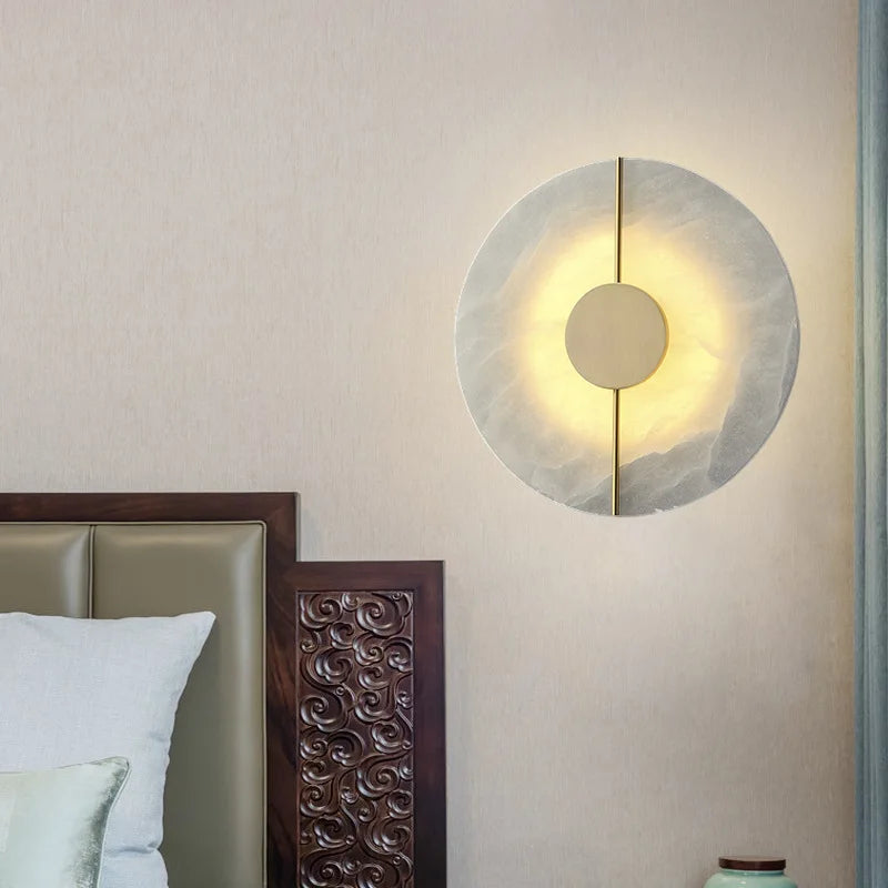 applique murale led design nordique en marbre et cuivre doré - vue 5 sur 5