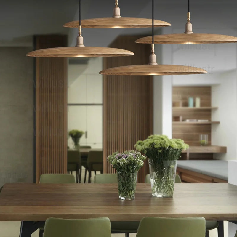 Suspension en bois lampe à Suspension en bois Design minimaliste lustre de plafond suspendu salle à manger Restaurant hôtel - vue 6 sur 18
