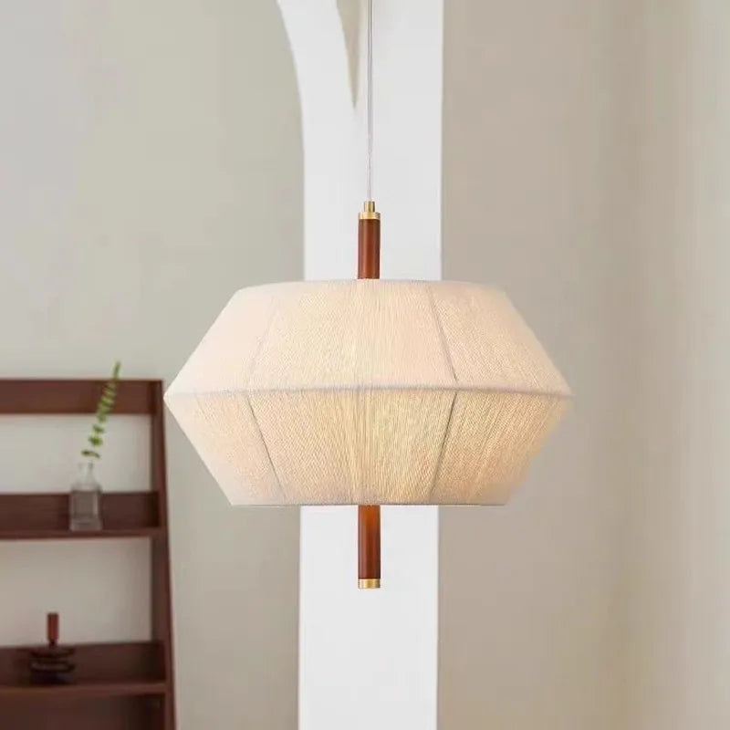 suspension en corde de chanvre et bois massif design wabi-sabi - vue 2 sur 9
