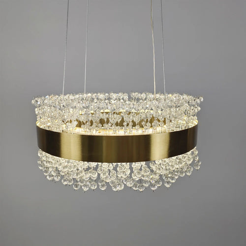 Moderner Kristall-Kronleuchter mit verstellbarem Gold-Metall - vue 2 sur 12
