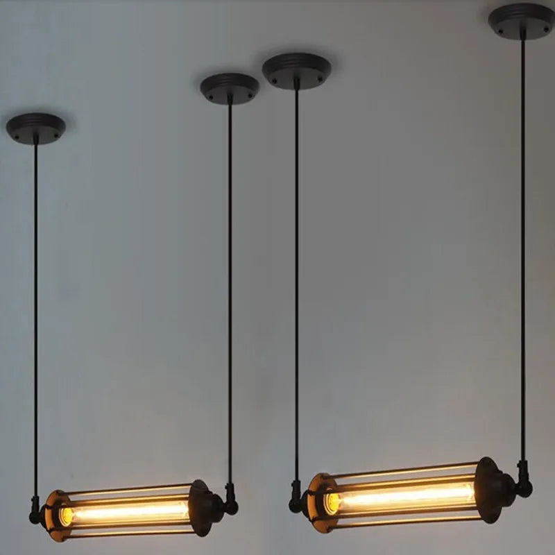 lampe suspendue industrielle rétro pour loft café restaurant avec luminaires réglables - vue 8 sur 7