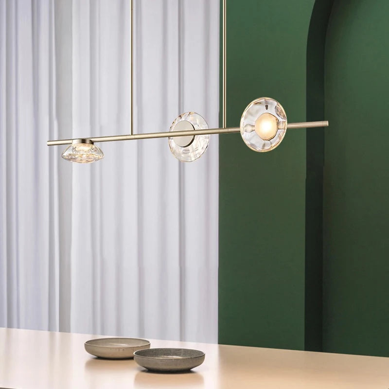 lustres led en verre transparent créatifs en métal 3000k - vue 4 sur 9
