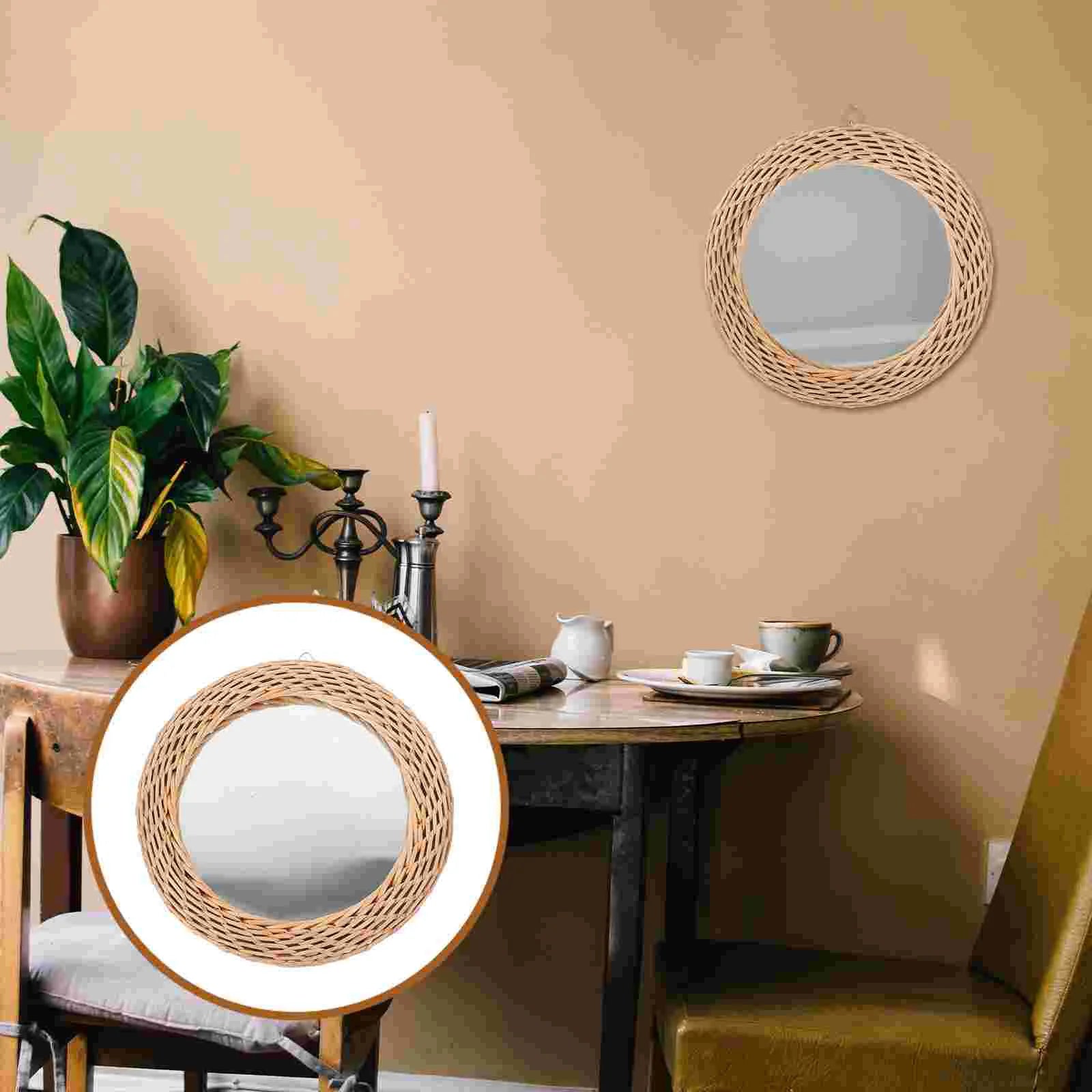 miroir en rotin tissé pour une décoration rustique élégante - vue 7 sur 7