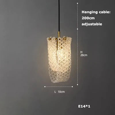 suspension en verre cristal art déco avec éclairage led - vue 19 sur 25